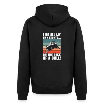 Bullenreiter Rodeo Western Cowboy Bull Riding - Unisex Premium Bio Zip Hoodie - Schwarz - Hinten - Nico (187cm)