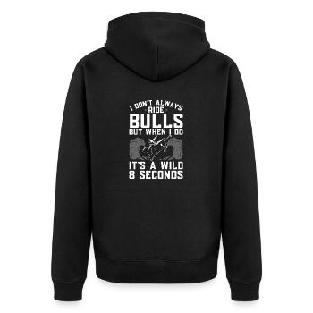 Bullenreiter Rodeo Western Cowboy Bull Riding - Unisex Premium Bio Zip Hoodie - Schwarz - Hinten - Nico (187cm)