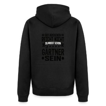 Gärtner Garten Gartenbau Landschaftsgärtner Spruch - Unisex Premium Bio Zip Hoodie - Schwarz - Hinten - Nico (187cm)