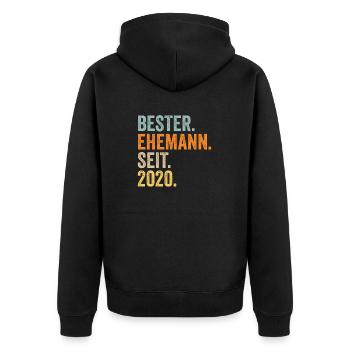 Meilleur mari de la Saint-Valentin depuis 2020 - Veste à capuche bio Premium Unisexe - noir - Dos - Nico (187cm)