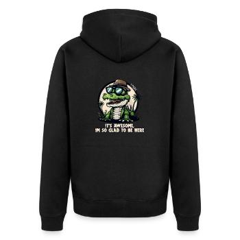 Heureux d’être ici : Cool Alligator - Veste à capuche bio Premium Unisexe - noir - Dos - Nico (187cm)