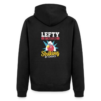 Bowling Left-handed Left-handed bowler - Unisex Premium Organic Zip Hoodie - black - Back - Nico (187cm)