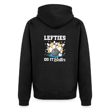 Bowling Left-handed Left-handed bowler - Unisex Premium Organic Zip Hoodie - black - Back - Nico (187cm)