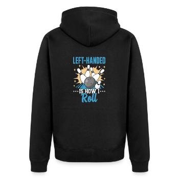 Bowling Left-handed Left-handed bowler - Unisex Premium Organic Zip Hoodie - black - Back - Nico (187cm)