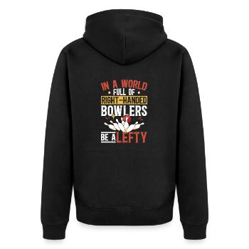 Bowling Left-handed Left-handed bowler - Unisex Premium Organic Zip Hoodie - black - Back - Nico (187cm)