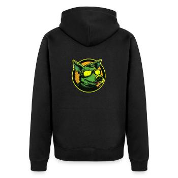 Green Cool Pig: All Poop - Unisex Premium Organic Zip Hoodie - black - Back - Nico (187cm)