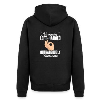 Linkshänder - Unisex Premium Bio Zip Hoodie - Schwarz - Hinten - Nico (187cm)