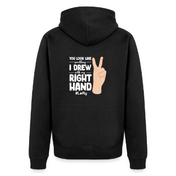 Linkshänder - Unisex Premium Bio Zip Hoodie - Schwarz - Hinten - Nico (187cm)