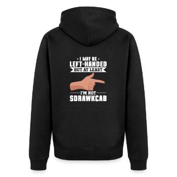 Linkshänder - Unisex Premium Bio Zip Hoodie - Schwarz - Hinten - Nico (187cm)