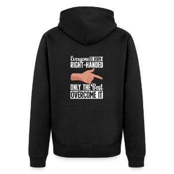 Linkshänder - Unisex Premium Bio Zip Hoodie - Schwarz - Hinten - Nico (187cm)