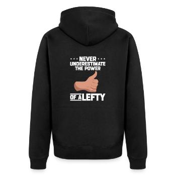 Linkshänder - Unisex Premium Bio Zip Hoodie - Schwarz - Hinten - Nico (187cm)