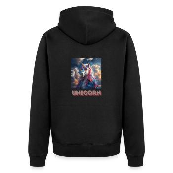 Unicorn Metal - Unisex Premium Organic Zip Hoodie - black - Back - Nico (187cm)