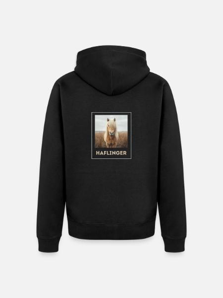 Haflinger Pferd Süß - Unisex Premium Bio Zip Hoodie - Schwarz