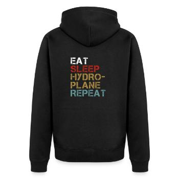 Eat Sleep Hydroplane Racing Repeat Funny Player - Unisex Premium Organic Zip Hoodie - black - Back - Nico (187cm)