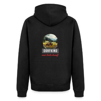 Dorfkind Traktor Landwirtschaft Dorf Landwirt - Unisex Premium Bio Zip Hoodie - Schwarz - Hinten - Nico (187cm)