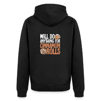Cinnamon roll - Unisex Premium Organic Zip Hoodie - black - Back - Nico (187cm)