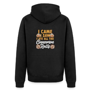 Cinnamon roll - Unisex Premium Organic Zip Hoodie - black - Back - Nico (187cm)