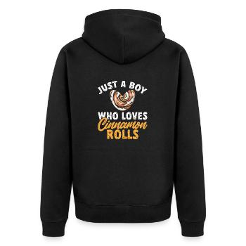 Cinnamon roll - Unisex Premium Organic Zip Hoodie - black - Back - Nico (187cm)
