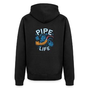 PEOPLE SMOKING PIPES - Unisex Premium Organic Zip Hoodie - black - Back - Nico (187cm)