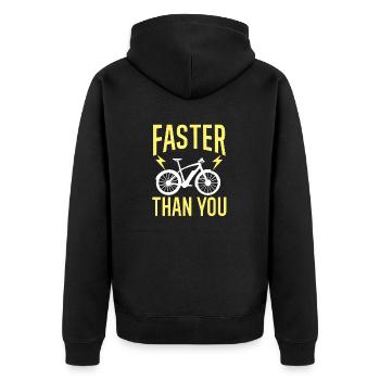 Electric Bike Cycling Biker E-Bike - Unisex Premium Organic Zip Hoodie - black - Back - Nico (187cm)