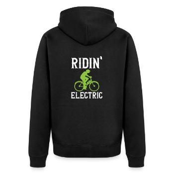 Electric Bike Cycling Biker E-Bike - Unisex Premium Organic Zip Hoodie - black - Back - Nico (187cm)