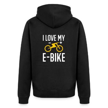 Electric Bike Cycling Biker E-Bike - Unisex Premium Organic Zip Hoodie - black - Back - Nico (187cm)