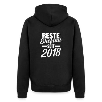 Valentine's Day Best Wife Since 2018 - Unisex Premium Organic Zip Hoodie - black - Back - Nico (187cm)