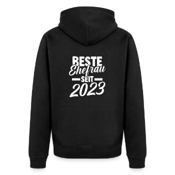 Meilleure épouse de la Saint-Valentin depuis 2023 - Veste à capuche bio Premium Unisexe - noir - Dos - Nico (187cm)