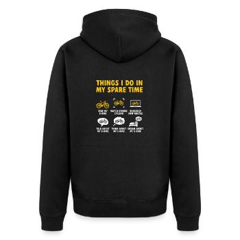 Elektrofahrrad Radfahren Biker E-Bike - Unisex Premium Bio Zip Hoodie - Schwarz - Hinten - Nico (187cm)