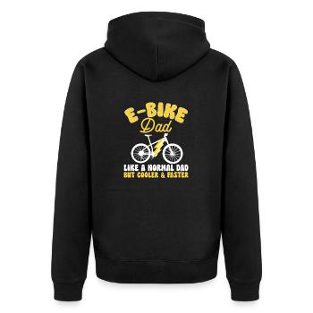 Electric Bike Cycling Biker E-Bike - Unisex Premium Organic Zip Hoodie - black - Back - Nico (187cm)