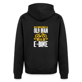 Electric Bike Cycling Biker E-Bike - Unisex Premium Organic Zip Hoodie - black - Back - Nico (187cm)