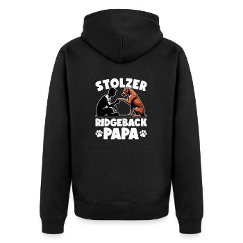 Rhodesian Ridgeback Papa Rhodesian Ridgebacks - Unisex Premium Bio Zip Hoodie - Schwarz - Hinten - Nico (187cm)