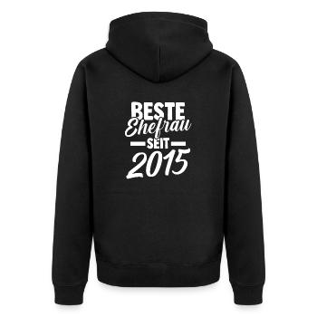 Valentine's Day Best Wife Since 2015 - Unisex Premium Organic Zip Hoodie - black - Back - Nico (187cm)