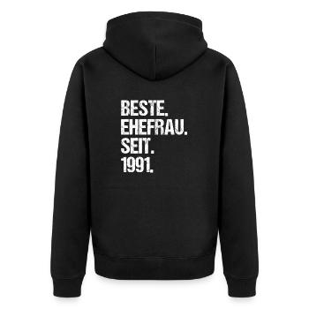 Valentine's Day Best Wife Since 1991 - Unisex Premium Organic Zip Hoodie - black - Back - Nico (187cm)