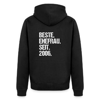 Valentinstag Beste Ehefrau Seit 2006 - Unisex Premium Bio Zip Hoodie - Schwarz - Hinten - Nico (187cm)