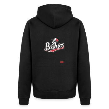 Parodie d’une équipe de baseball - Veste à capuche bio Premium Unisexe - noir - Dos - Nico (187cm)