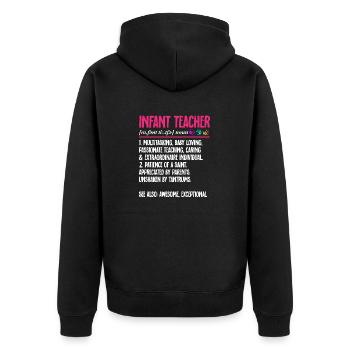 Enseignante de maternelle Éducatrice de centre de garde - Veste à capuche bio Premium Unisexe - noir - Dos - Nico (187cm)