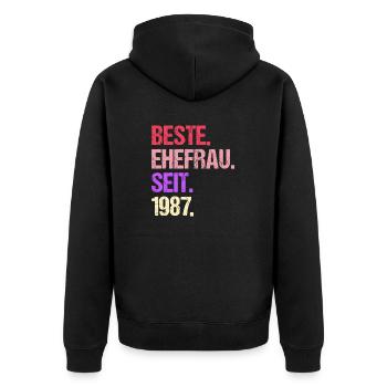 Meilleure épouse de la Saint-Valentin depuis 1987 - Veste à capuche bio Premium Unisexe - noir - Dos - Nico (187cm)