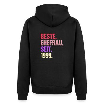 Valentinstag Beste Ehefrau Seit 1999 - Unisex Premium Bio Zip Hoodie - Schwarz - Hinten - Nico (187cm)