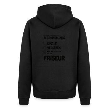 Friseur Beziehungsstatus - Unisex Premium Bio Zip Hoodie - Schwarz - Hinten - Nico (187cm)