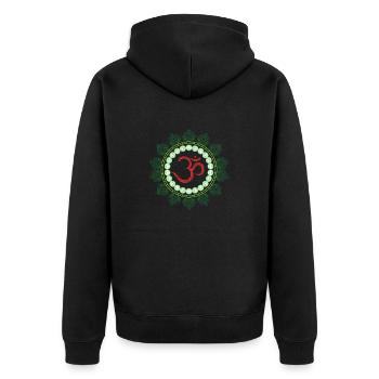Psychedelic Goamit Om Motif - Unisex Premium Organic Zip Hoodie - black - Back - Nico (187cm)