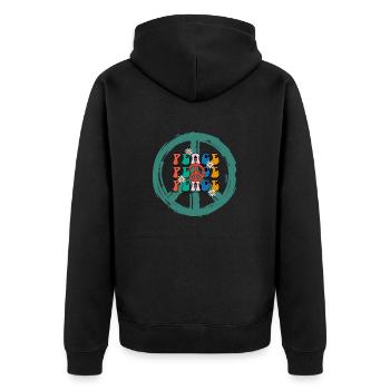 Hippie 60er Jahre Design - Unisex Premium Bio Zip Hoodie - Schwarz - Hinten - Nico (187cm)