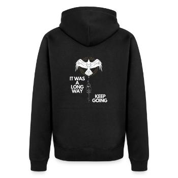 Keep going Nordisches Motivations Design - Unisex Premium Bio Zip Hoodie - Schwarz - Hinten - Nico (187cm)