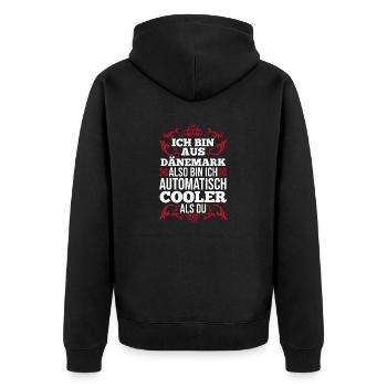 Danes Danish Denmark - Unisex Premium Organic Zip Hoodie - black - Back - Nico (187cm)