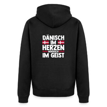 Danes Danish Denmark - Unisex Premium Organic Zip Hoodie - black - Back - Nico (187cm)