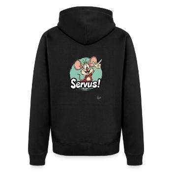 Mongoose Rodent Rat: Servus! - Unisex Premium Organic Zip Hoodie - black - Back - Nico (187cm)
