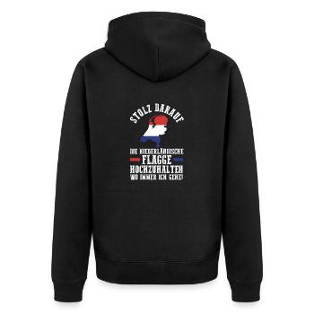 Niederländer Niederlande Holland - Unisex Premium Bio Zip Hoodie - Schwarz - Hinten - Nico (187cm)