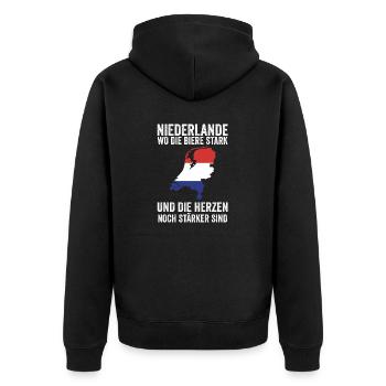 Niederländer Niederlande Holland - Unisex Premium Bio Zip Hoodie - Schwarz - Hinten - Nico (187cm)