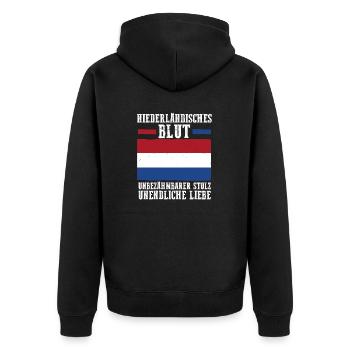 Netherlands Netherlands Holland - Unisex Premium Organic Zip Hoodie - black - Back - Nico (187cm)