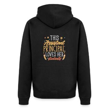 Stellvertretende Schulleiterin - Unisex Premium Bio Zip Hoodie - Schwarz - Hinten - Nico (187cm)